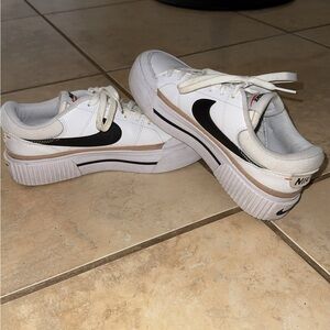 Nike White and Black Platform Shoes